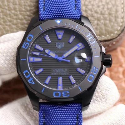 Tag Heuer Aquaracer Calibre 5 Automatic 43mm Titanium Blue Dial Blue Nylon Strap Watch for Gents - WAY208B.FC6382 Watches Tag Heuer   