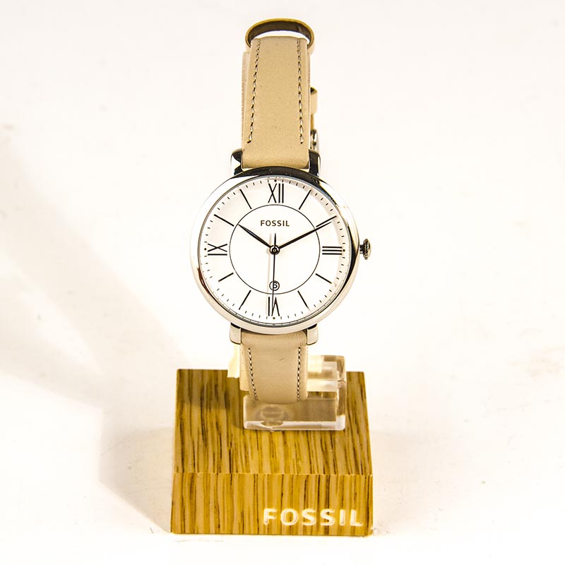 Fossil Jacqueline Beige Dial Pink Leather Strap Watch for Women - ES3793 Watches Fossil   