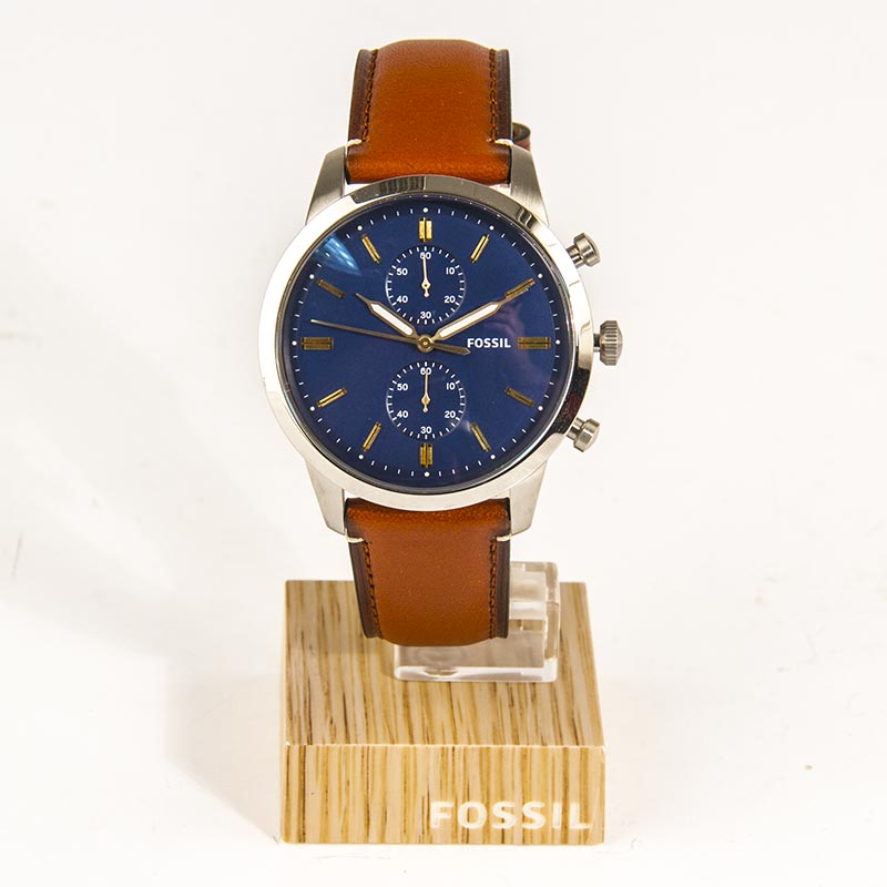 Fossil Townsman Chronograph Blue Dial Brown Leather Strap Watch for Men - FS5279 Watches Fossil   