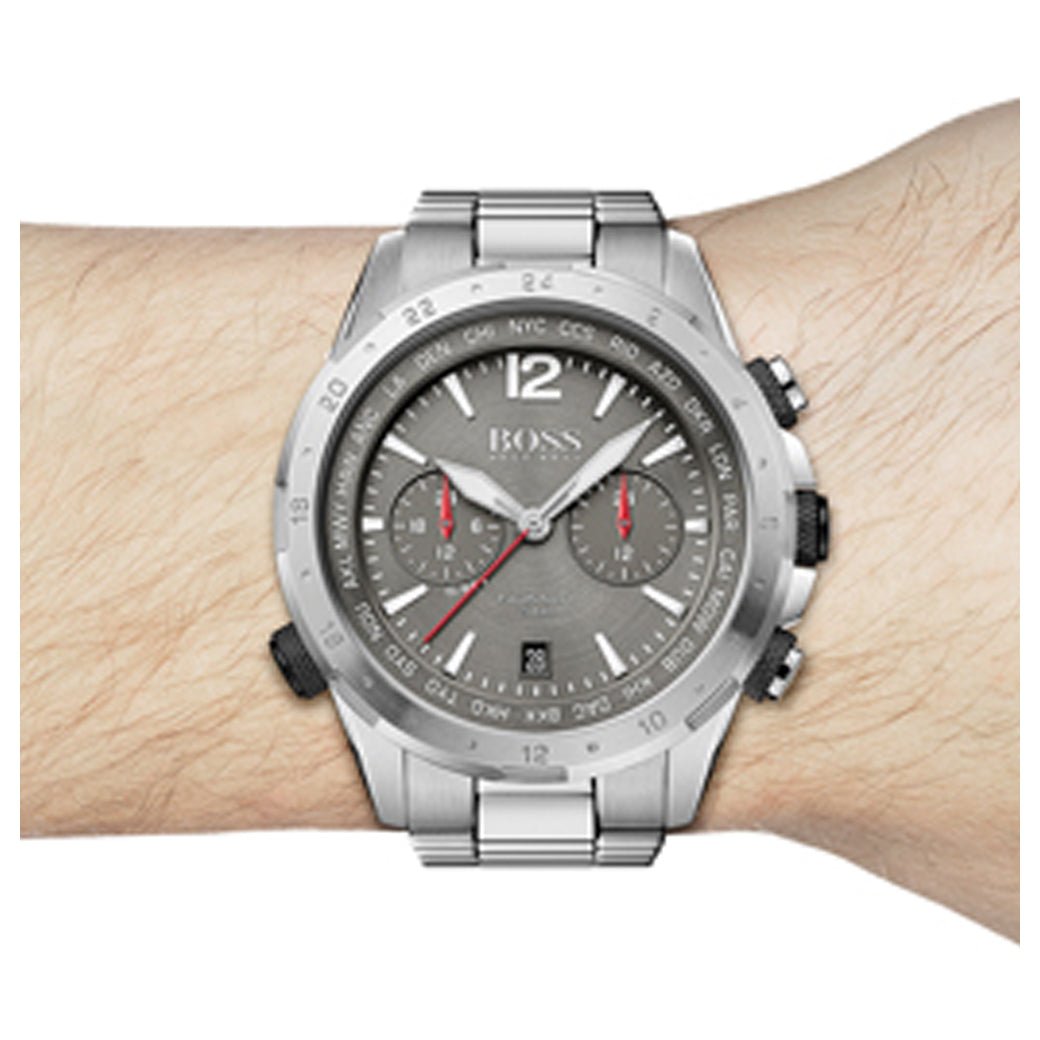 Hugo Boss Nomad Grey Dial Silver Steel Strap Watch for Men - 1513774 Watches Hugo Boss   