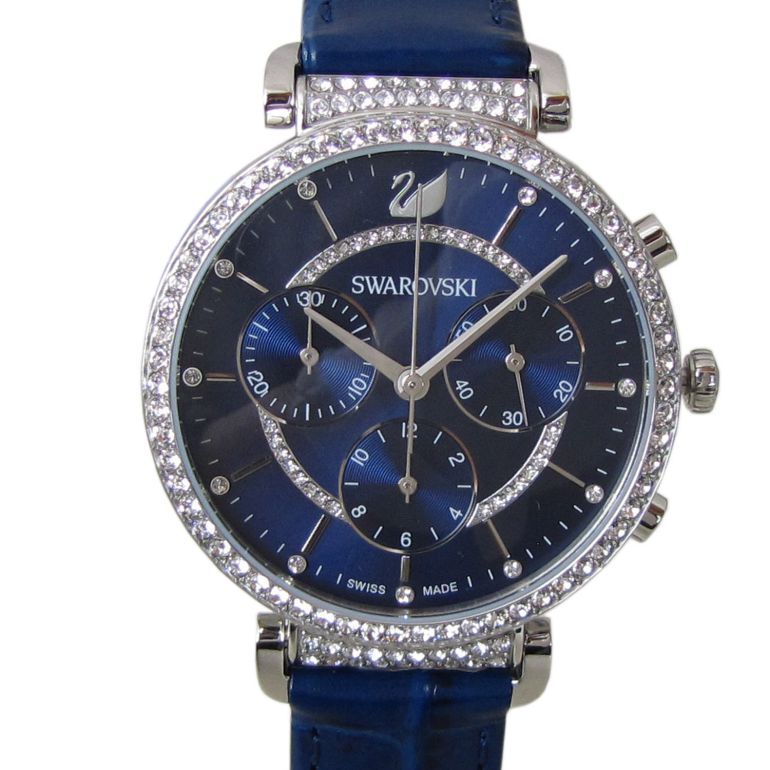 Swarovski Passage Chrono Crystal Blue Dial Blue Leather Strap Watch for Women - 5580342 Watches Swarovski   