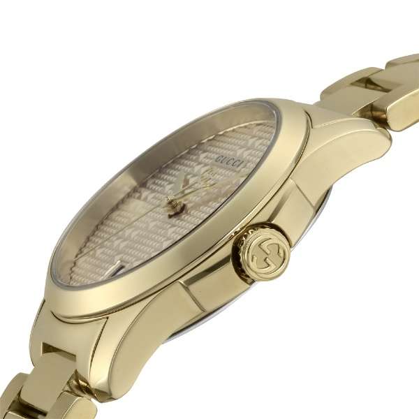 Gucci G Timeless Gold Dial Gold Steel Strap Watch For Women - YA126553 Watches Gucci   