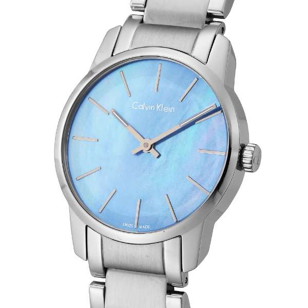 Calvin Klein City Mother of Pearl Blue Dial Silver Steel Strap Watch for Women - K2G2314X Watches Calvin Klein   