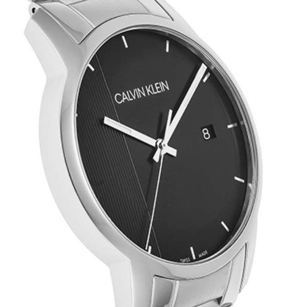 Calvin Klein City Chronograph Black Dial Silver Steel Strap Watch for Men - K2G2G14Y Watches Calvin Klein   