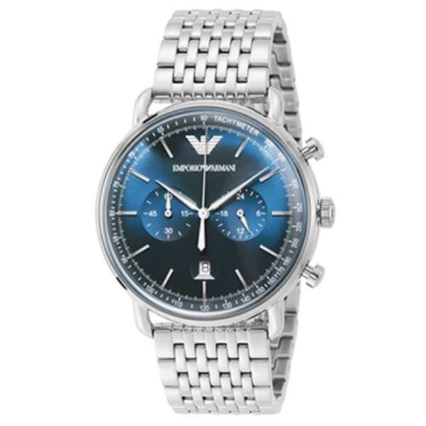 Emporio Armani Aviator Chronograph Blue Dial Silver Stainless Steel Watch For Men - AR11238 Watches Emporio Armani   