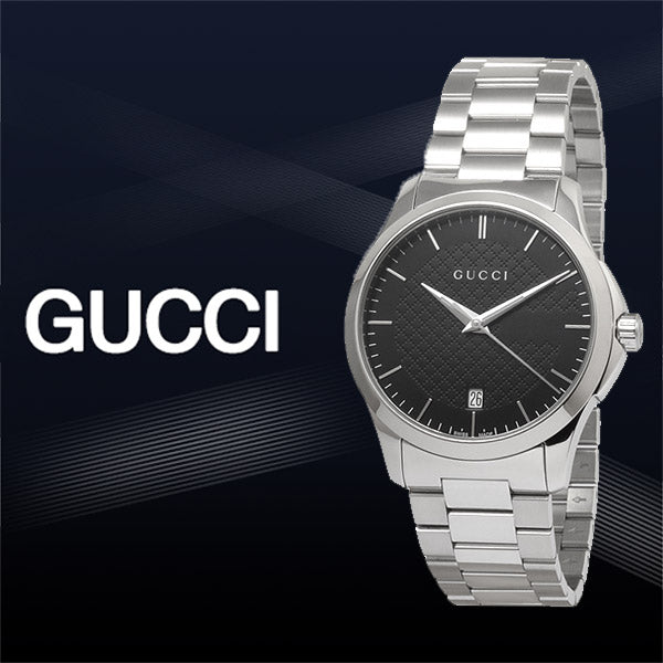 Gucci G Timeless Black Dial Silver Steel Strap Unisex Watch - YA126457 Watches Gucci   