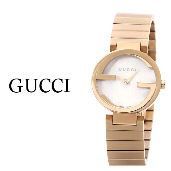 Gucci G Interlocking Mother of Pearl Dial Rose Gold Steel Strap Watch For Women - YA133515 Watches Gucci   