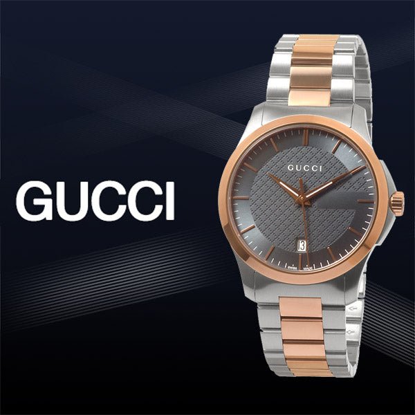 Gucci G Timeless Grey Dial Two Tone Steel Strap Watch For Men - YA126446 Watches Gucci   