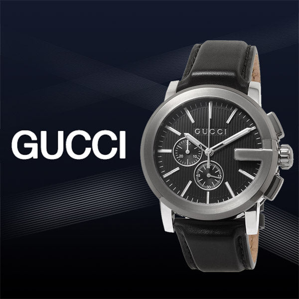 Gucci G Chrono Black Dial Black Leather Strap Watch For Men - YA101205 Watches Gucci   