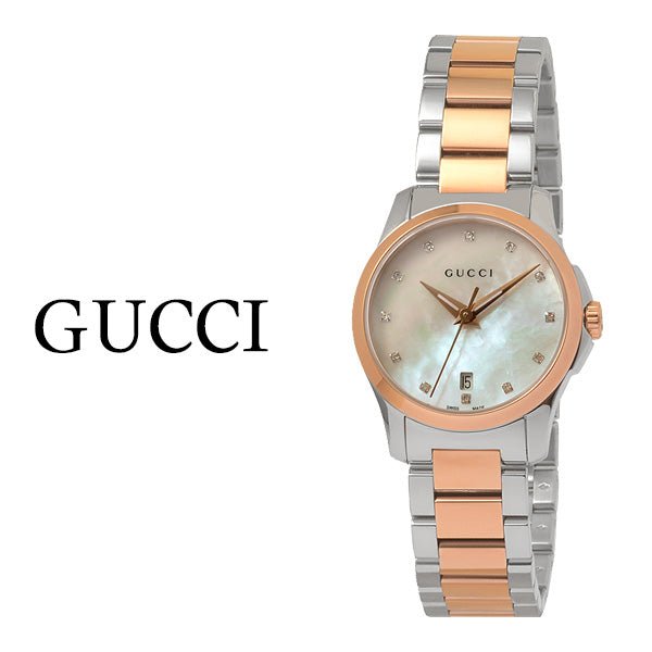 Gucci G Timeless Mother of Pearl Dial Two Tone Steel Strap Watch For Women - YA126544 Watches Gucci   