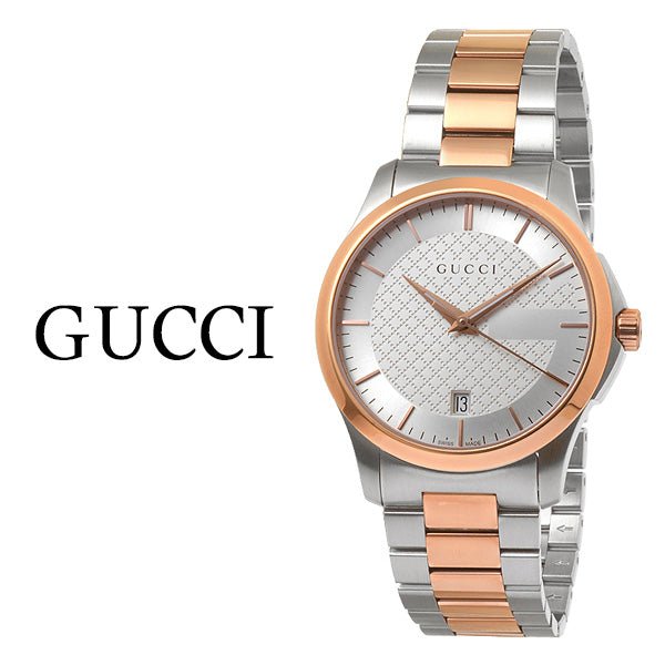 Gucci G Timeless Silver Dial Two Tone Steel Strap Watch For Men - YA126473 Watches Gucci   