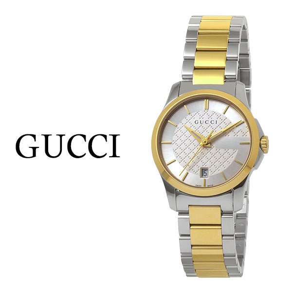 Gucci G Timeless Silver Dial Two Tone Steel Strap Watch For Women - YA126563 Watches Gucci   