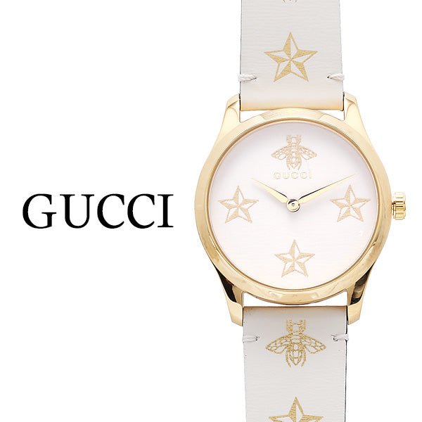 Gucci G Timeless White DIal White Leather Strap Watch For Women - YA1264096 Watches Gucci   