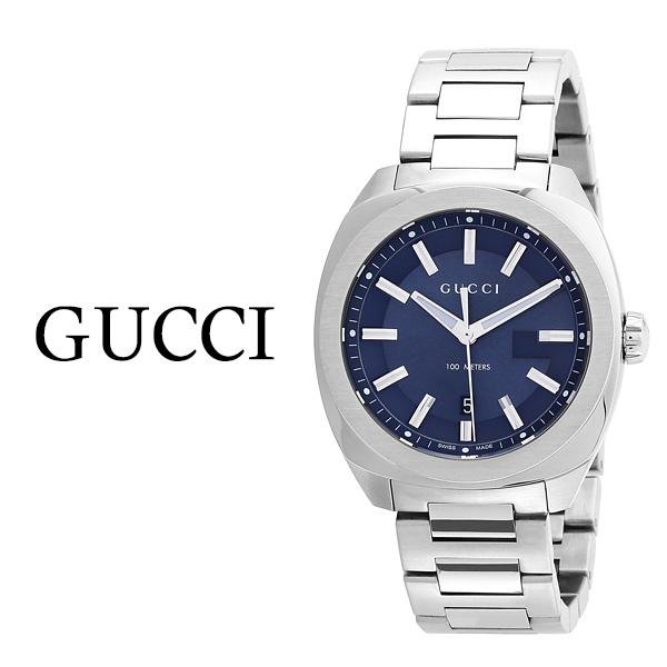 Gucci GG2570 Blue Dial Silver Steel Strap Watch For Men - YA142303 Watches Gucci   