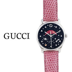 Gucci G-Timeless Moonphase Black Dial Pink Leather Strap Watch For Women - YA1264046 Watches Gucci   