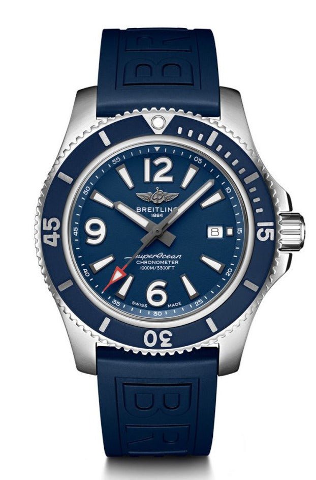 Breitling Superocean 44mm Automatic Blue Dial Blue Rubber Strap Watch for Men - A17367D81C1S2 Watches Breitling   