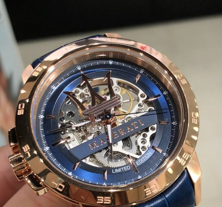 Maserati Automatic Blue Dial Stainless Steel Blue Leather Strap Watch For Men - R8821119005 Watches Maserati   