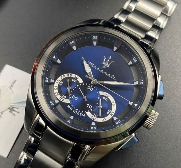 Maserati Traguardo Chronograph 45mm Blue Dial Stainless Steel Watch For Men - R8873612014 Watches Maserati   