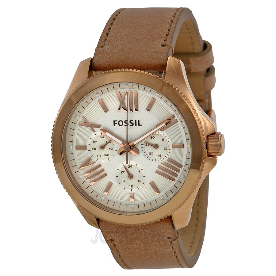 Fossil Cecile White Dial Sand Leather Strap Watch for Women - AM4532 Watches Fossil   