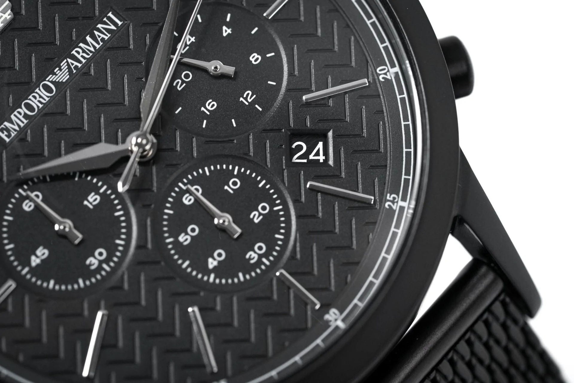 Emporio Armani Renato Chronograph Black Dial Black Mesh Bracelet Watch For Men - AR2498 Watches Emporio Armani   