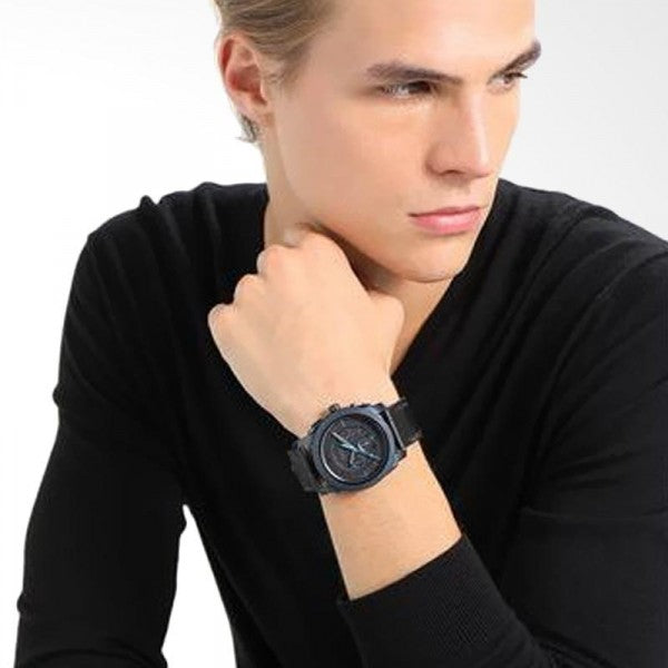 Fossil Machine Chronograph Black Dial Black Leather Strap Watch for Men - FS5361 Watches Fossil   