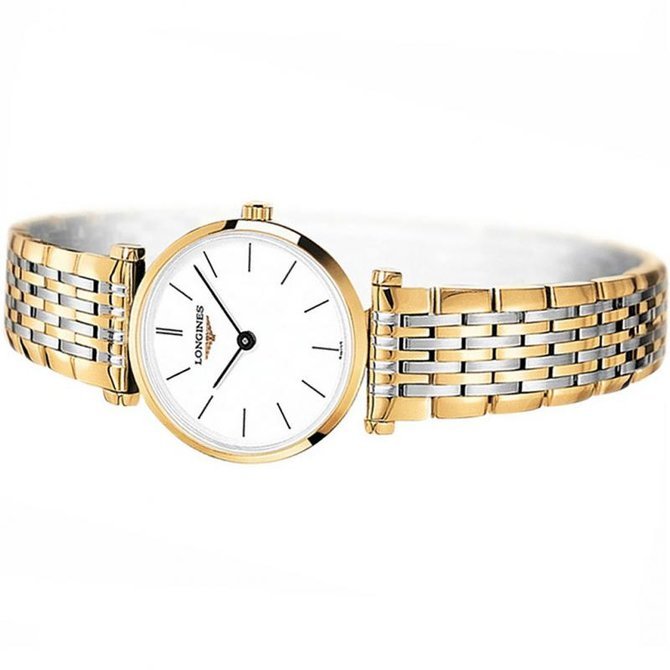 Longines La Grande Classique White Dial White Dial Two Tone Mesh Bracelet Watch for Women - L4.209.2.12.7 Watches Longines   