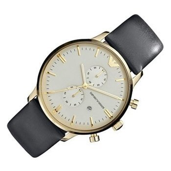 Emporio Armani Gianni Beige Dial Grey Leather Strap Watch For Men - AR0386 Watches Emporio Armani   