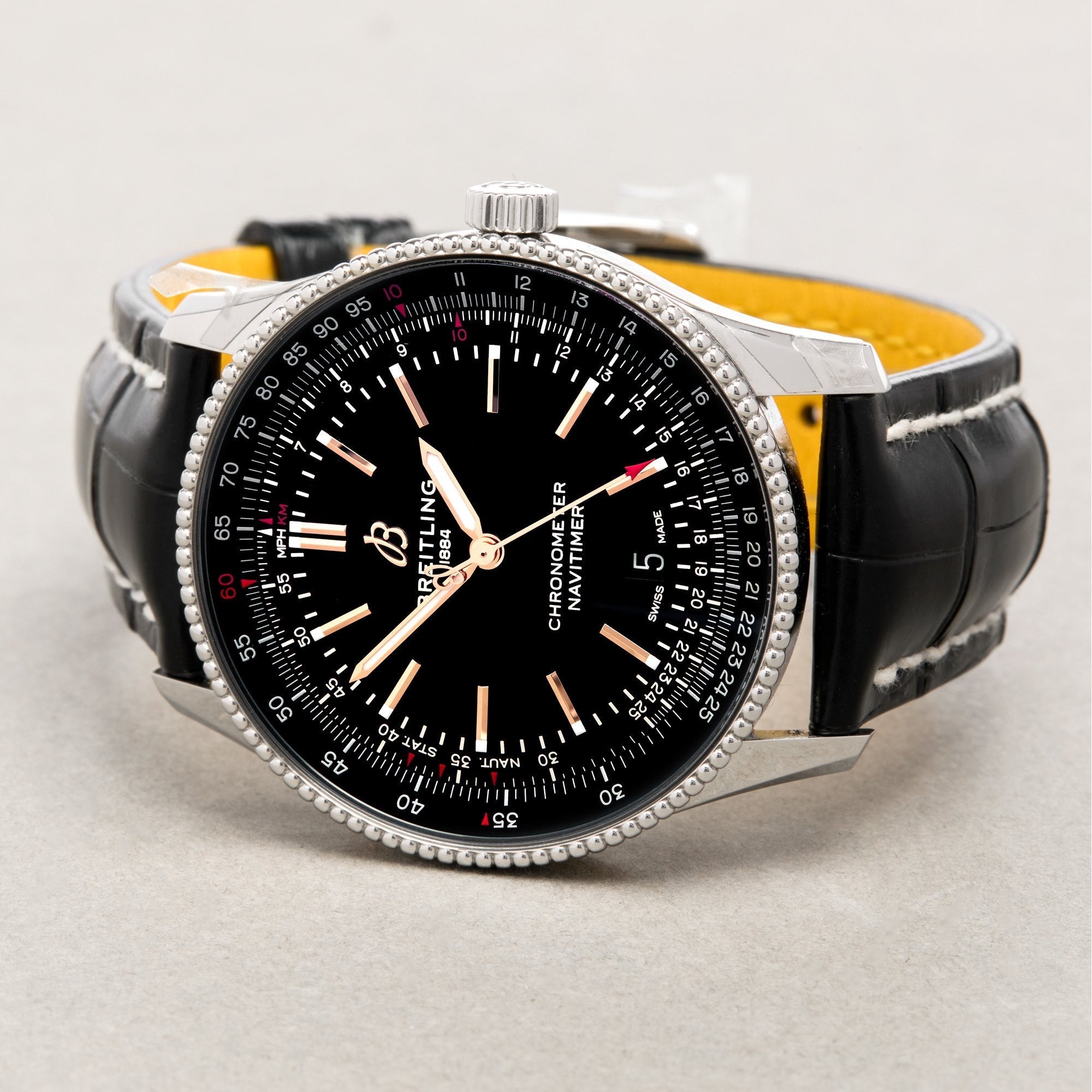 Breitling Automatic 41mm Black Dial Black Leather Strap Watch for Men - A17326241B1P1 Watches Breitling   