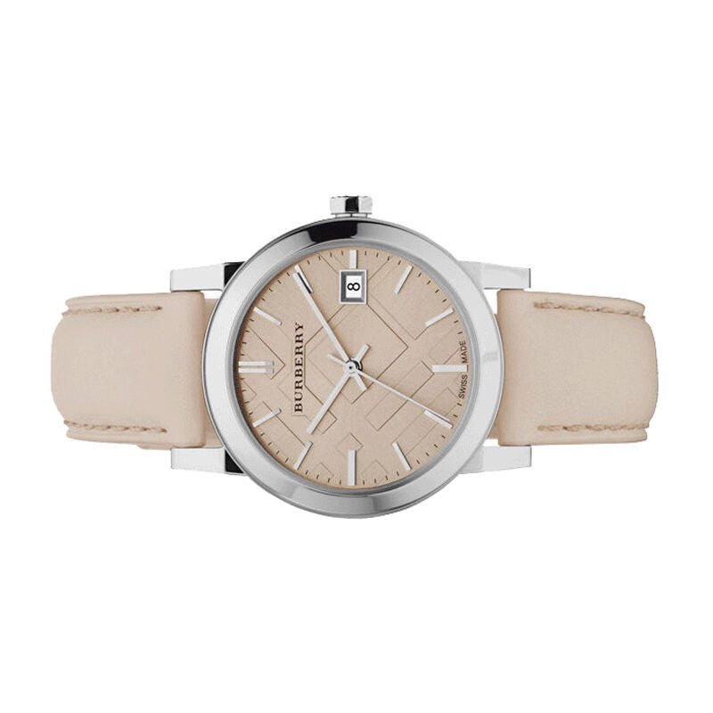 Burberry The City Silver Dial Beige Leather Strap Unisex Watch - BU9010 Watches Burberry   