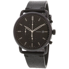 Fossil Commuter Black Dial Black Leather Strap Watch for for Men - FS5504 Watches Fossil   