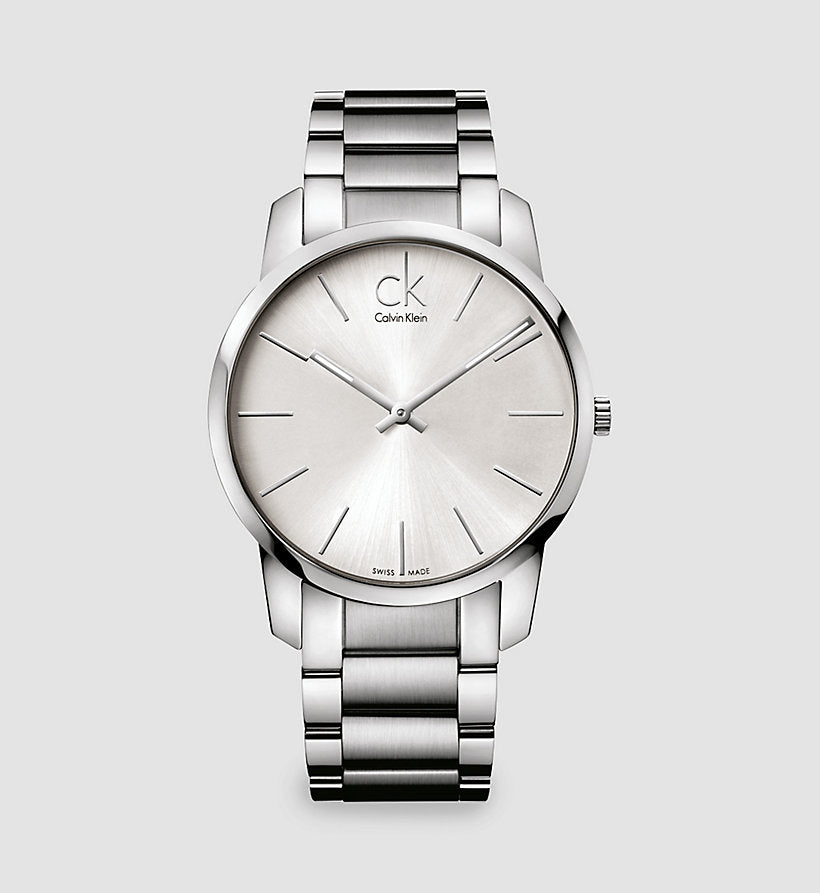 Calvin Klein City Silver Dial Silver Steel Strap Watch for Men - K2G21126 Watches Calvin Klein   