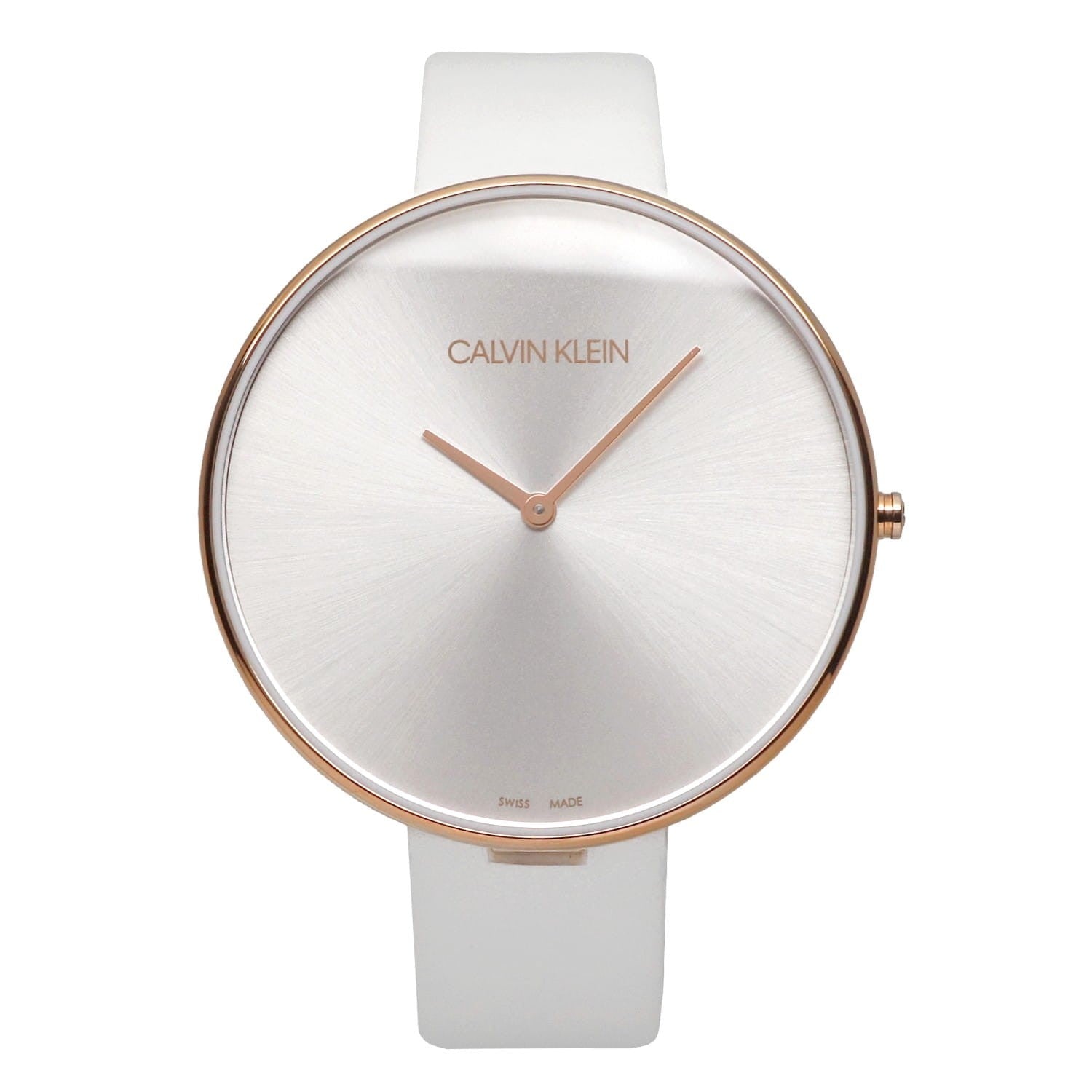 Calvin Klein Full Moon White Dial White Leather Strap Watch for Women - K8Y236L6 Watches Calvin Klein   