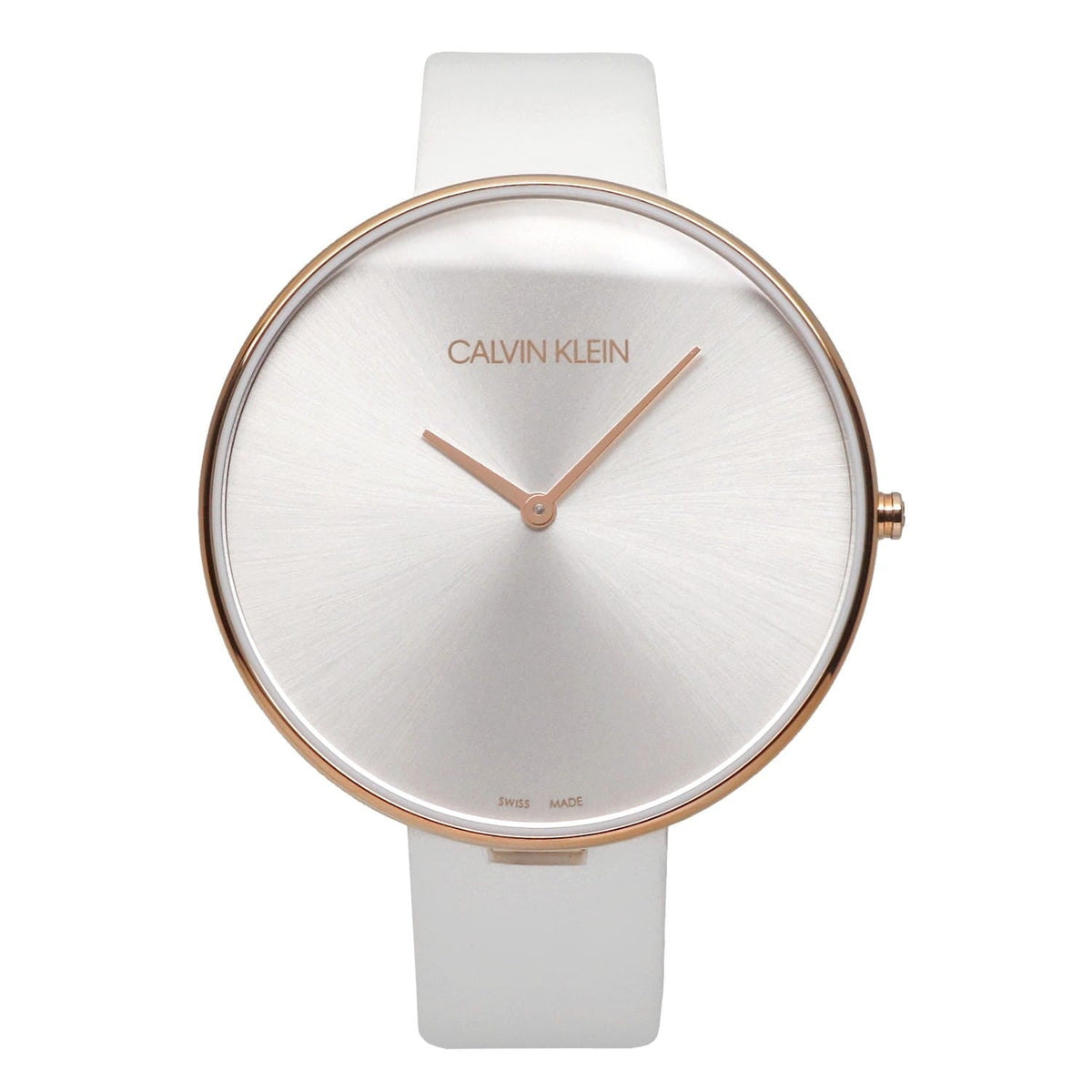 Calvin Klein Full Moon White Dial White Leather Strap Watch for Women - K8Y236L6 Watches Calvin Klein   