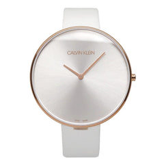 Calvin Klein Full Moon White Dial White Leather Strap Watch for Women - K8Y236L6 Watches Calvin Klein   