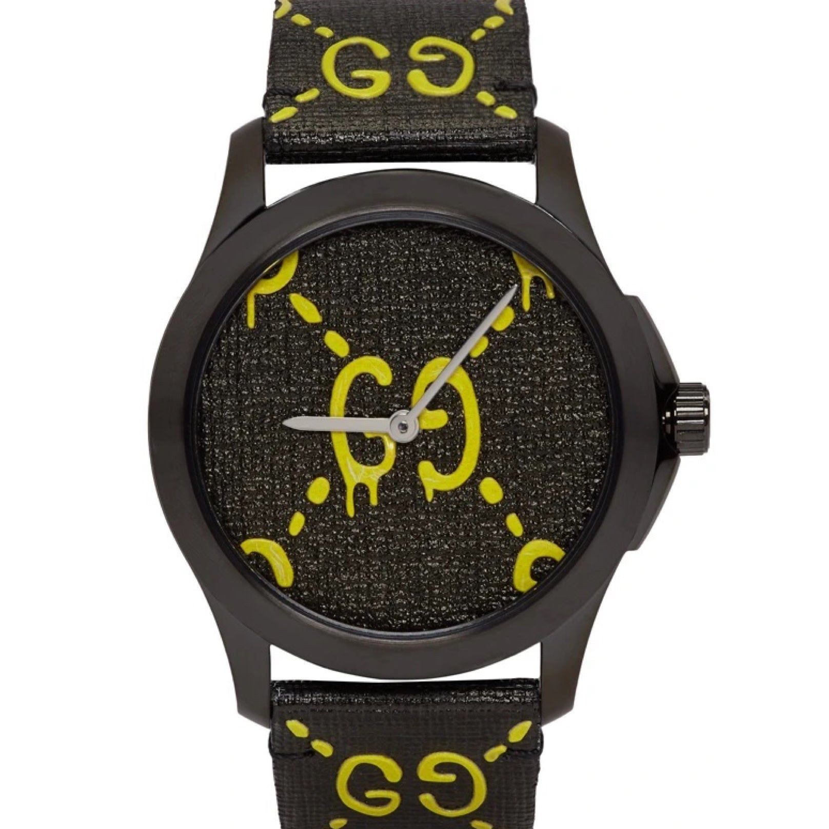 Gucci G Timeless Ghost Black Dial Leather Strap Watch For Men - YA1264019 Watches Gucci   