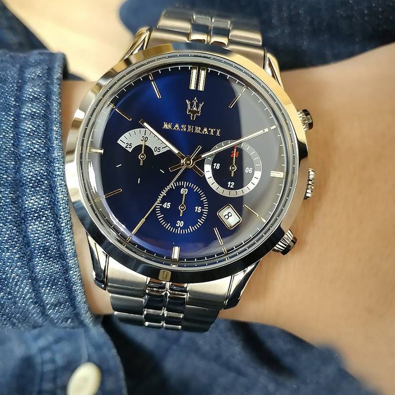 Maserati Ricordo Chronograph Blue Dial Stainless Steel 42mm Watch For Men - R8873633001 Watches Maserati   