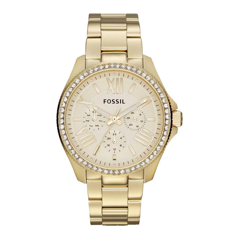 Fossil Stella Multifunction Gold Dial Gold Steel Strap Watch for Women - ES3589 Watches Fossil   