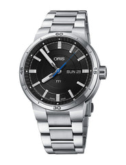 Oris TT1 Day Date Black Dial Silver Steel Strap Watch For Men - 0173577524154-0782408