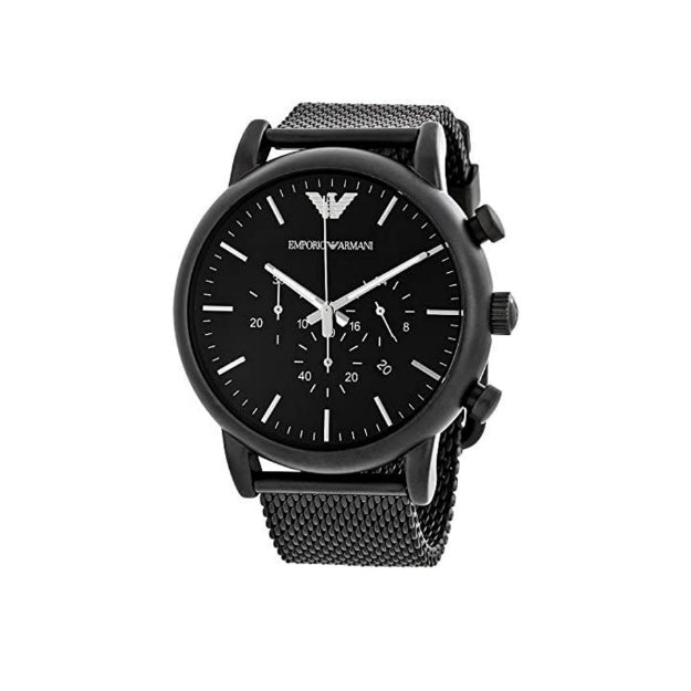 Emporio Armani Sport Chronograph Black Dial Black Mesh Bracelet Watch For Men - AR1968 Watches Emporio Armani   