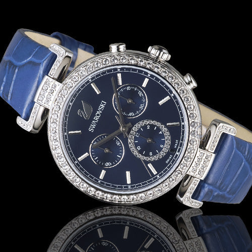 Swarovski Era Journey Blue Dial Blue Leather Strap Watch for Women - 5479239 Watches Swarovski   