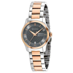 Gucci G Timeless Grey Dial Two Tone Steel Strap Watch For Women - YA126527 Watches Gucci   