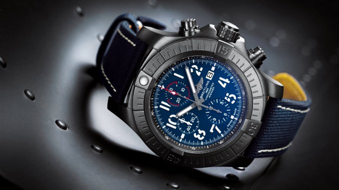 Breitling Super Avenger Chronograph 48 Night Mission Blue Dial Blue Leather Strap Watch for Men - V13375101C1X2 Watches Breitling   