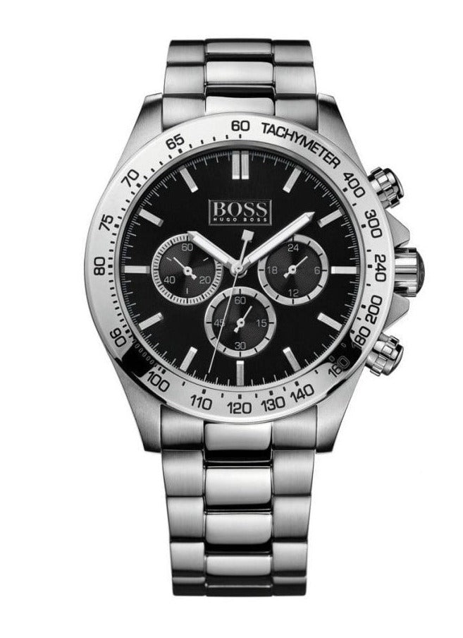 Hugo Boss Ikon Black Dial Silver Steel Strap Watch for Men - 1512965 Watches Hugo Boss   