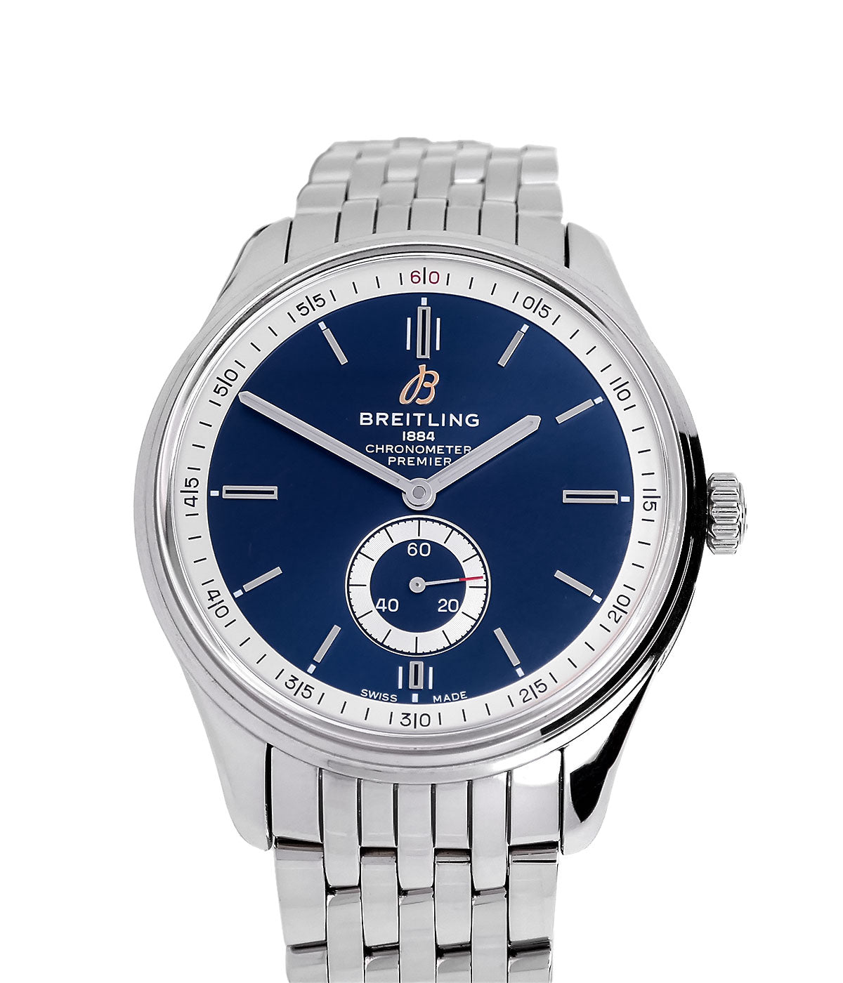 Breitling Premier Automatic 40mm Blue Dial Silver Steel Strap Watch for Men - A37340351C1A1 Watches Breitling   