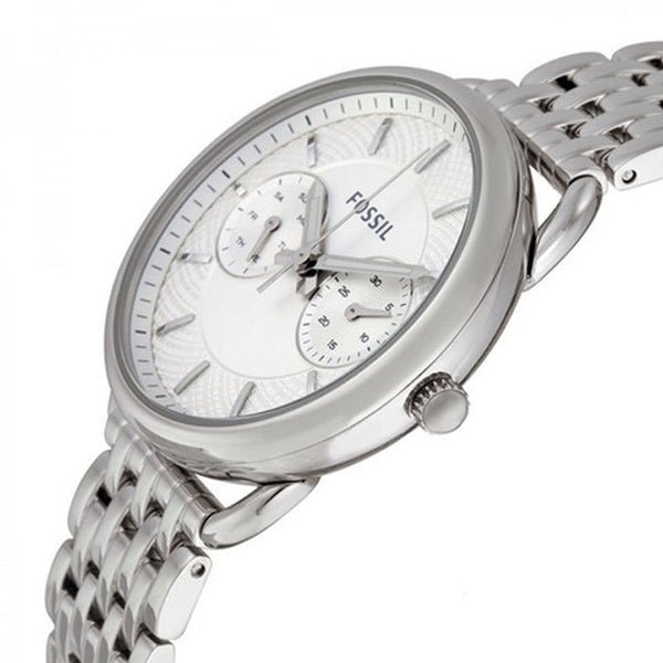 Fossil Tailor Silver Dial Silver Stainless Steel Strap Watch for Women - ES3712 Watches Fossil   