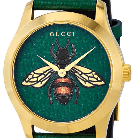 Gucci G Timeless Bee Green Dial Green Leather Strap Watch For Women - YA1264065 Watches Gucci   