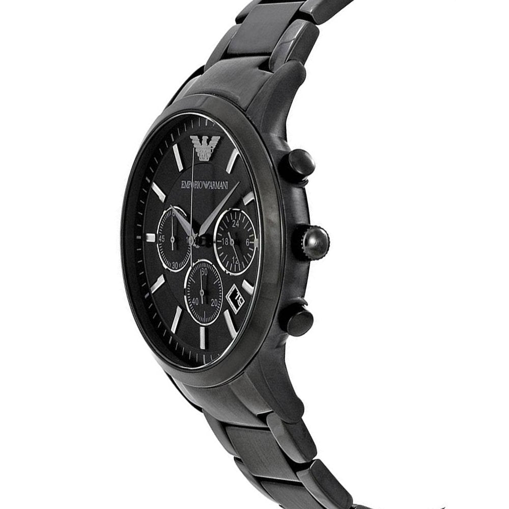 Emporio Armani Classic Chronograph Black Dial Black Stainless Steel Strap Watch For Men - AR2453 Watches Emporio Armani   