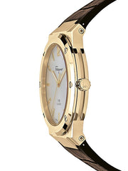 Salvatore Ferragamo F-80 Classic Silver Dial Brown Leather Strap Watch for Men - SFDT00419 Watches Salvatore Ferragamo   