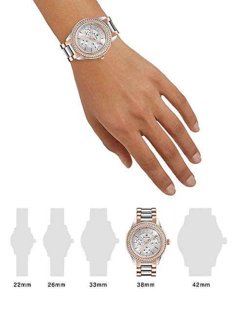 Bulova Crystal Collection Silver Dial Two Tone Steel Strap Watch for Women - 98N100 Watches Bulova   
