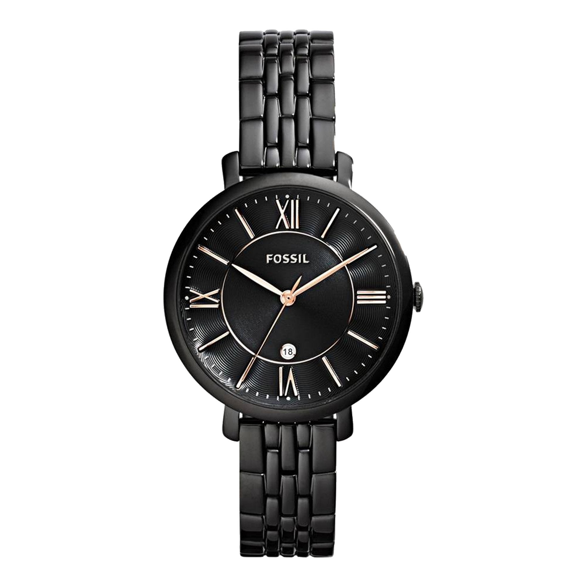 Fossil Jacqueline Black Dial Black Mesh Bracelet Watch for Women - ES3614 Watches Fossil   